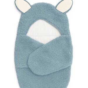 Cozy Blue Sherpa Swaddle Blanket – Gently Used, Super Soft